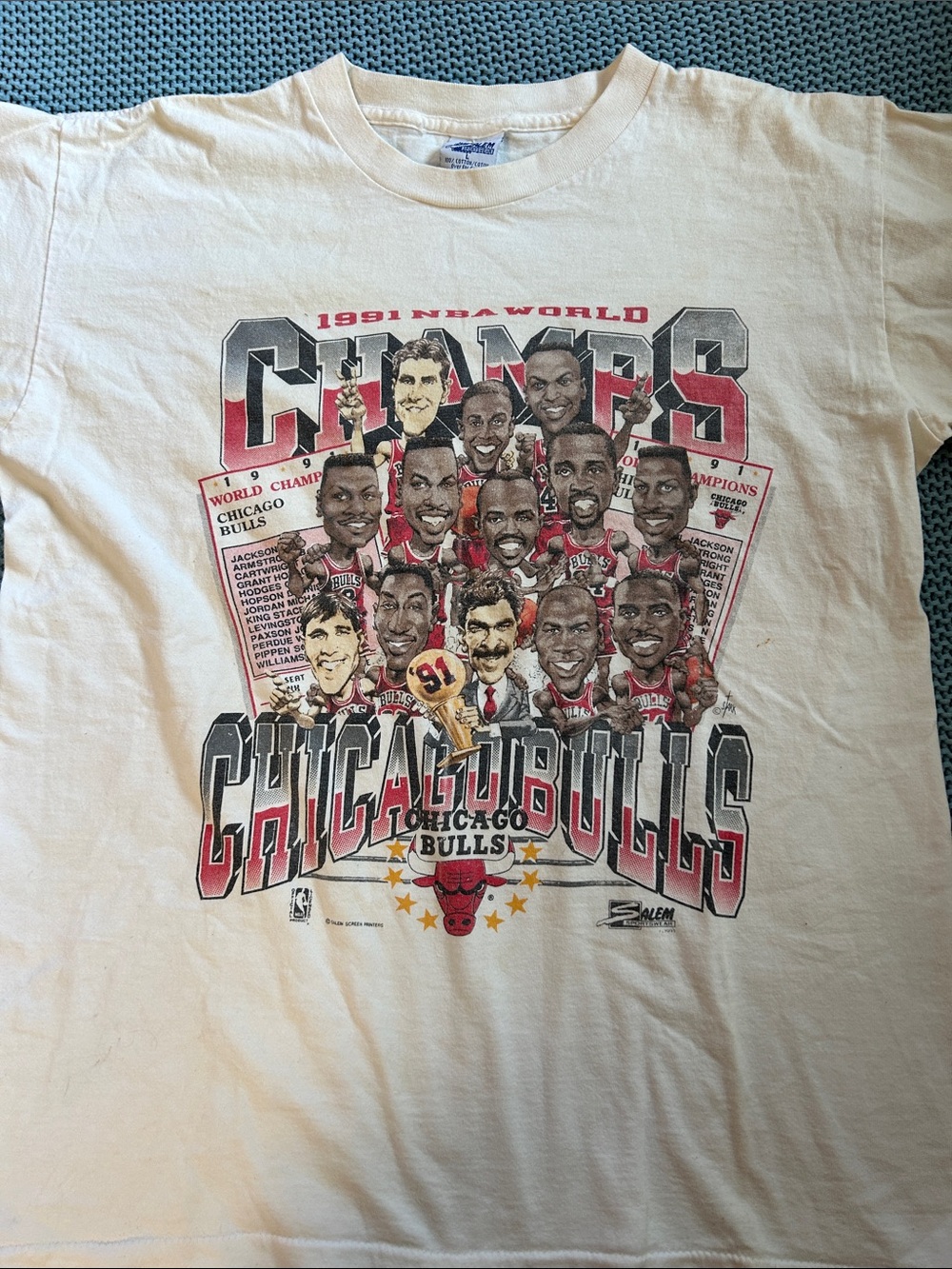Vintage Chicago Bulls 1991 NBA World Champs Graphic Tee Made in USA